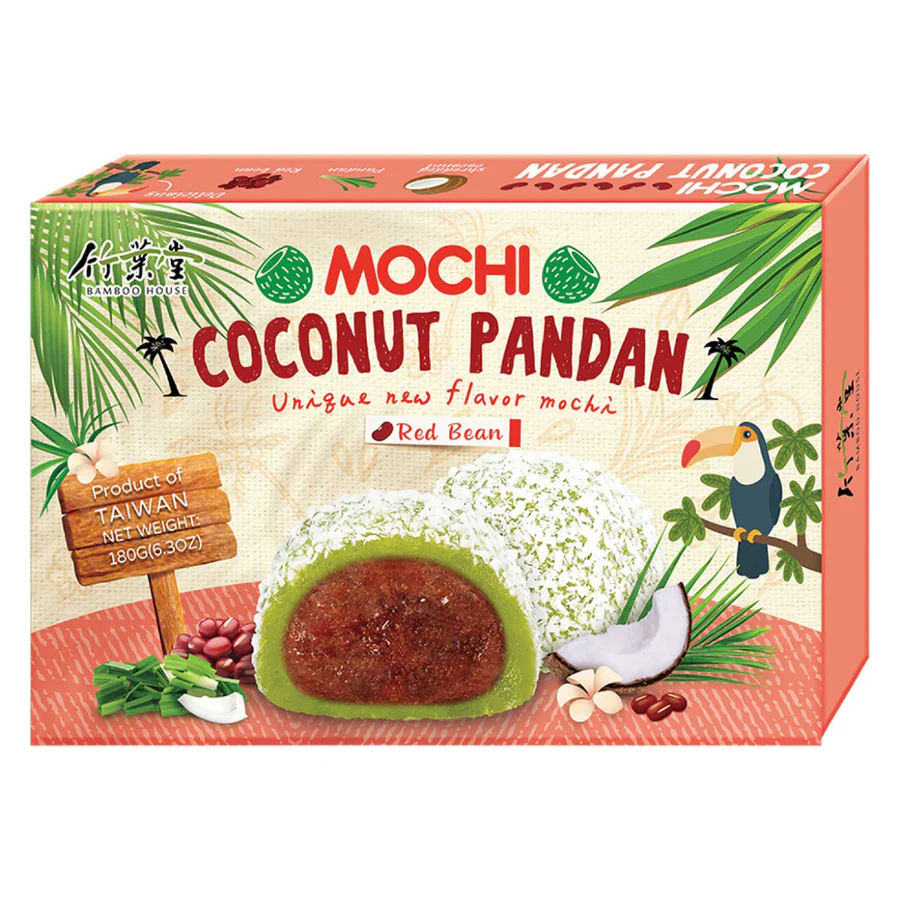 Mochi Bamboo House s příchutí kokosu, pandanových listů a červených fazolí 24x210g