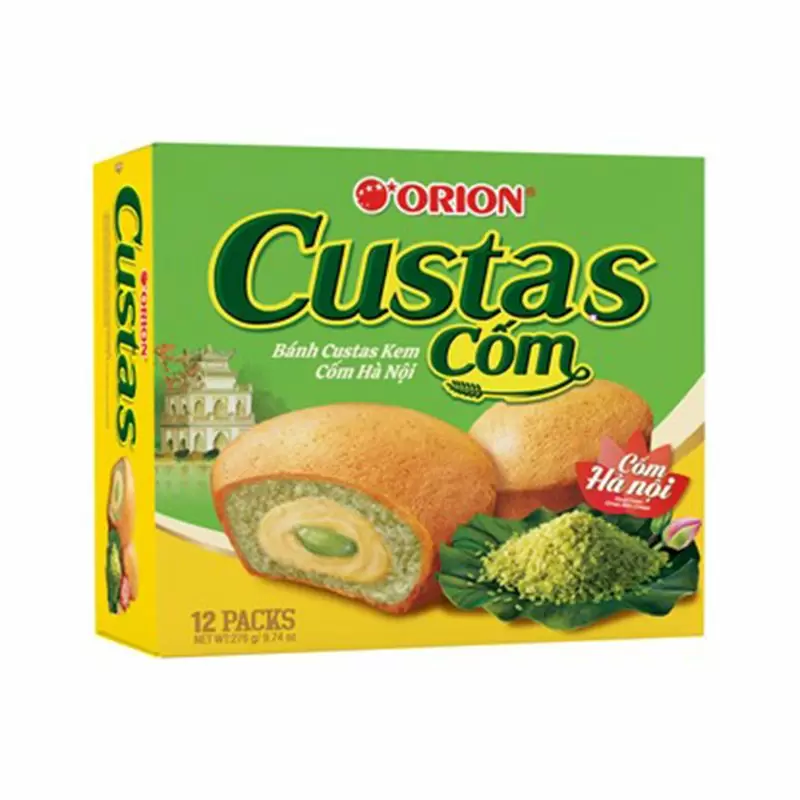 Orion Custas Ha Noi Green Rice Cream Sponge Cake 8x276g