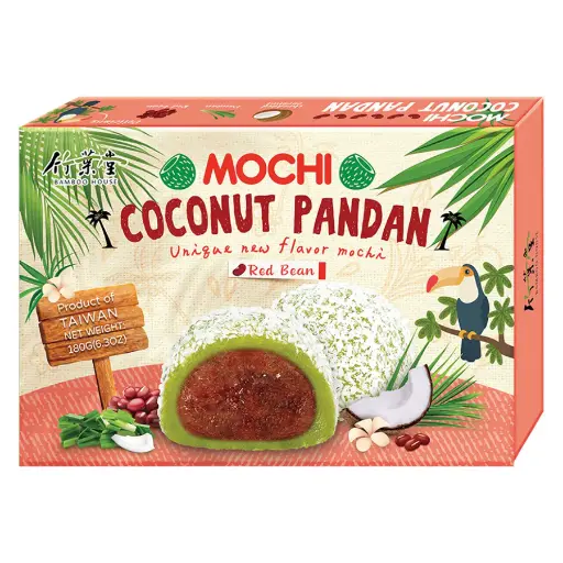 [1000402] Bánh Mochi Bamboo House dừa vị lá dứa đậu đỏ 24x210g