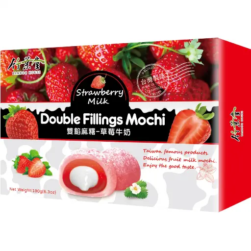 [1000408] dvojité náplně Mochi jahodové mléko Bamboo House 24x180g